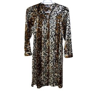 VTG Anthony Richards Mrs Ropers House Dress Kaftan Women Medium Leopard Velvet